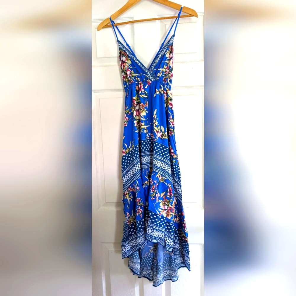 Jealous Tomato | blue cotton high-low dress - size: M